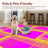 Ultra Soft Area Rug, Non Slip, Stain Resistant, Washable Area Rugs for Living Room, Bedroom, Eclectic Bold Geometric Styles(Pink)