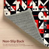 Ultra Soft Area Rug, Non Slip, Stain Resistant, Washable Area Rugs for Living Room, Bedroom, Chic Red and Black Geometry(Black)