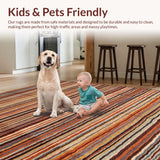Ultra Soft Area Rug, Non Slip, Stain Resistant, Washable Area Rugs for Living Room, Bedroom, Trendy Warm Striped Accent Piece(Orange)