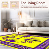 Ultra Soft Area Rug, Non Slip, Stain Resistant, Washable Area Rugs for Living Room, Bedroom, Vibrant Mardi Gras Carnival Aesthetic(Yellow)