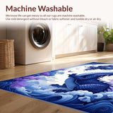 Ultra Soft Area Rug, Non Slip, Stain Resistant, Washable Area Rugs for Living Room, Bedroom, Striking Dragon Graphic Composition(Blue)