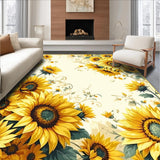 Ultra Soft Area Rug, Non Slip, Stain Resistant, Washable Area Rugs for Living Room, Bedroom, Artistic Sunflower Door Mat in Half Circle Shape for Welcoming Spaces(Yellow)
