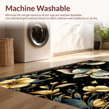 Ultra Soft Area Rug, Non Slip, Stain Resistant, Washable Area Rugs for Living Room, Bedroom, Celestial Vintage Floral Elegance(Gold)