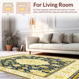 Ultra Soft Area Rug, Non Slip, Stain Resistant, Washable Area Rugs for Living Room, Bedroom, Beige Runner(Blue)