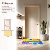 Ultra Soft Area Rug, Non Slip, Stain Resistant, Washable Area Rugs for Living Room, Bedroom, Colorful Modern Abstract Arrangement(Yellow)