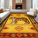 Ultra Soft Area Rug, Non Slip, Stain Resistant, Washable Area Rugs for Living Room, Bedroom, Ethnic Leopard Print Bedroom Meditation Area Carpet(Yellow)