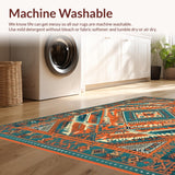 Ultra Soft Area Rug, Non Slip, Stain Resistant, Washable Area Rugs for Living Room, Bedroom, Luxurious Multicolor Geometric Arrangement(Orange)
