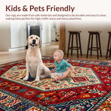 Ultra Soft Area Rug, Non Slip, Stain Resistant, Washable Area Rugs for Living Room, Bedroom, Striking Warm Boho Color Mix(Red)