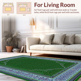 Ultra Soft Area Rug, Non Slip, Stain Resistant, Washable Area Rugs for Living Room, Bedroom, Sleek Green Trellis Pattern(Green)