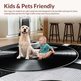 Ultra Soft Area Rug, Non Slip, Stain Resistant, Washable Area Rugs for Living Room, Bedroom, Vintage Vinyl Living Room Non-Slip Carpet(Black)