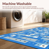 Ultra Soft Area Rug, Non Slip, Stain Resistant, Washable Area Rugs for Living Room, Bedroom, Whimsical Lettering Geometric Style(Blue)
