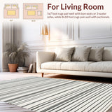 Ultra Soft Area Rug, Non Slip, Stain Resistant, Washable Area Rugs for Living Room, Bedroom, Artful Modernist Symmetrical Stripe Design(Black)