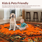 Ultra Soft Area Rug, Non Slip, Stain Resistant, Washable Area Rugs for Living Room, Bedroom, Wild Jungle Inspired Decor(Orange)