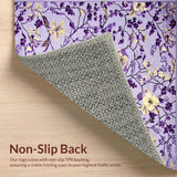 Ultra Soft Area Rug, Non Slip, Stain Resistant, Washable Area Rugs for Living Room, Bedroom, Contemporary Floral Print Entrance Rug(Purple)