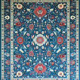 Ultra Soft Area Rug, Non Slip, Stain Resistant, Washable Area Rugs for Living Room, Bedroom, Artistic Distressed Floral Design(Blue)