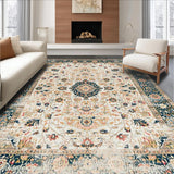 Ultra Soft Area Rug, Non Slip, Stain Resistant, Washable Area Rugs for Living Room, Bedroom, Chic Neutral Toned Leaf Patterns(Ivory)