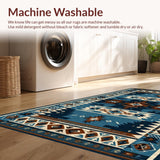 Ultra Soft Area Rug, Non Slip, Stain Resistant, Washable Area Rugs for Living Room, Bedroom, Rustic Geometric Tribal Elegance(Blue)