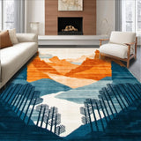 Ultra Soft Area Rug, Non Slip, Stain Resistant, Washable Area Rugs for Living Room, Bedroom, Lively Modern Abstract Composition(Orange)