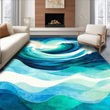 Ultra Soft Area Rug, Non Slip, Stain Resistant, Washable Area Rugs for Living Room, Bedroom, Serene Oceanic Flow Design(Blue)