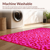 Ultra Soft Area Rug, Non Slip, Stain Resistant, Washable Area Rugs for Living Room, Bedroom, Playful Cartoonish Cheetah Aesthetic(Pink)