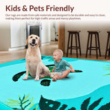 Ultra Soft Area Rug, Non Slip, Stain Resistant, Washable Area Rugs for Living Room, Bedroom, Vibrant Oceanic Animal Motif(Blue)