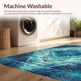 Ultra Soft Area Rug, Non Slip, Stain Resistant, Washable Area Rugs for Living Room, Bedroom, Blue Ombre, Geometric Printed Rug(Blue)