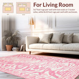 Ultra Soft Area Rug, Non Slip, Stain Resistant, Washable Area Rugs for Living Room, Bedroom, Luxurious Light Pink Graphic Style(Pink)
