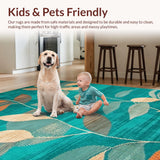 Ultra Soft Area Rug, Non Slip, Stain Resistant, Washable Area Rugs for Living Room, Bedroom, Rustic Textured Botanical Theme(Green)