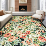 Ultra Soft Area Rug, Non Slip, Stain Resistant, Washable Area Rugs for Living Room, Bedroom, Artistic Green Floral Interpretation(Beige)
