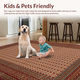 Ultra Soft Area Rug, Non Slip, Stain Resistant, Washable Area Rugs for Living Room, Bedroom, Charming Multicolor Textured Weave(Brown)