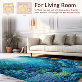 Ultra Soft Area Rug, Non Slip, Stain Resistant, Washable Area Rugs for Living Room, Bedroom, Ocean Floor Sensory Play Mat(Blue)