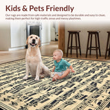 Ultra Soft Area Rug, Non Slip, Stain Resistant, Washable Area Rugs for Living Room, Bedroom, Artistic Retro Note Pattern Design(Black)