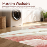 Ultra Soft Area Rug, Non Slip, Stain Resistant, Washable Area Rugs for Living Room, Bedroom, Modern Marble Inspired Area with Blush and Cream Abstract Swirls(White)
