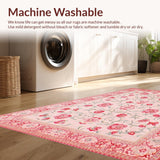 Ultra Soft Area Rug, Non Slip, Stain Resistant, Washable Area Rugs for Living Room, Bedroom, Unique Artistic Floral Embellishment(Pink)