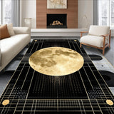 Ultra Soft Area Rug, Non Slip, Stain Resistant, Washable Area Rugs for Living Room, Bedroom, Edgy Minimalist Linear Design(Gold)