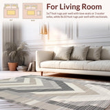Ultra Soft Area Rug, Non Slip, Stain Resistant, Washable Area Rugs for Living Room, Bedroom, Modern Minimalist Geometric Motif(Gray)