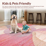 Ultra Soft Area Rug, Non Slip, Stain Resistant, Washable Area Rugs for Living Room, Bedroom, Chic Coquette Bow Motif Rug with Sculpted Curves and Playful Ribbon Accents(Pink)