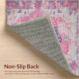 Ultra Soft Area Rug, Non Slip, Stain Resistant, Washable Area Rugs for Living Room, Bedroom, Chic Distressed Artful Motif(Pink)
