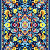 Ultra Soft Area Rug, Non Slip, Stain Resistant, Washable Area Rugs for Living Room, Bedroom, Contemporary Kaleidoscopic Art Piece(Blue)
