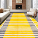 Ultra Soft Area Rug, Non Slip, Stain Resistant, Washable Area Rugs for Living Room, Bedroom, Chic Striped Modern Aesthetic(Yellow)