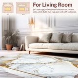 Ultra Soft Area Rug, Non Slip, Stain Resistant, Washable Area Rugs for Living Room, Bedroom, Elegant Marble Border Living Room Stain-Resistant Rug(White)