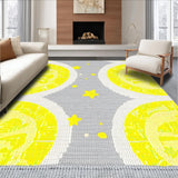 Ultra Soft Area Rug, Non Slip, Stain Resistant, Washable Area Rugs for Living Room, Bedroom, Lively Round Graphic Design(Yellow)