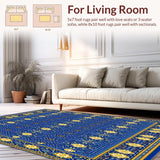 Ultra Soft Area Rug, Non Slip, Stain Resistant, Washable Area Rugs for Living Room, Bedroom, Geometric Spotted Bedside(Blue)