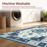 Ultra Soft Area Rug, Non Slip, Stain Resistant, Washable Area Rugs for Living Room, Bedroom, Rustic Floral Mandala Inspiration(White)