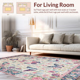 Ultra Soft Area Rug, Non Slip, Stain Resistant, Washable Area Rugs for Living Room, Bedroom, Charming Butterfly Floral Aesthetic(White)