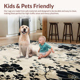 Ultra Soft Area Rug, Non Slip, Stain Resistant, Washable Area Rugs for Living Room, Bedroom, Artistic Boho Beige and Black Bloom(Beige)