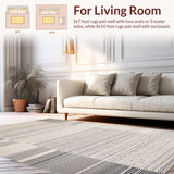 Ultra Soft Area Rug, Non Slip, Stain Resistant, Washable Area Rugs for Living Room, Bedroom, Striking Geometric Earth Tones(Gray)