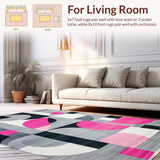 Ultra Soft Area Rug, Non Slip, Stain Resistant, Washable Area Rugs for Living Room, Bedroom, Sleek Abstract Geometric Motif(Gray)