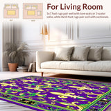 Ultra Soft Area Rug, Non Slip, Stain Resistant, Washable Area Rugs for Living Room, Bedroom, Chic Modern Festival Motif(Purple)