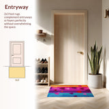 Ultra Soft Area Rug, Non Slip, Stain Resistant, Washable Area Rugs for Living Room, Bedroom, Charming Playful Rainbow Typography(Orange)